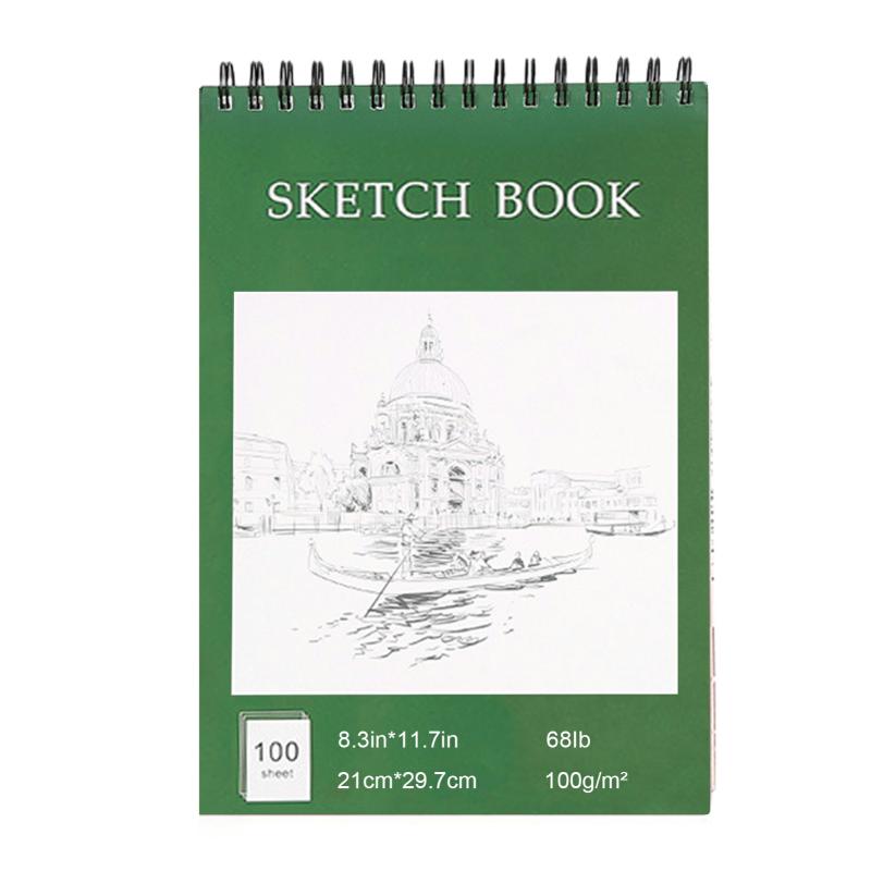 Art Students Coils Sketch Book Smudge-Proof High-Definition Sketch Notebook For Outdoors Green,210297  |  Writing Material Writing Material 140*216