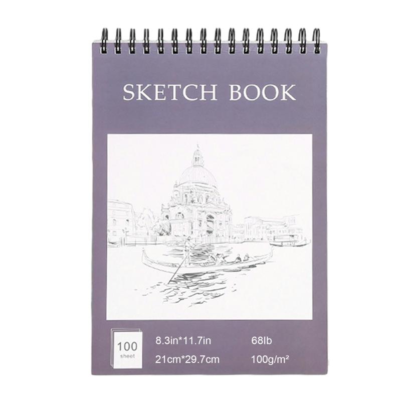 Art Students Coils Sketch Book Smudge-Proof High-Definition Sketch Notebook For Outdoors Grey,210297  |  Writing Material Writing Material 140*216