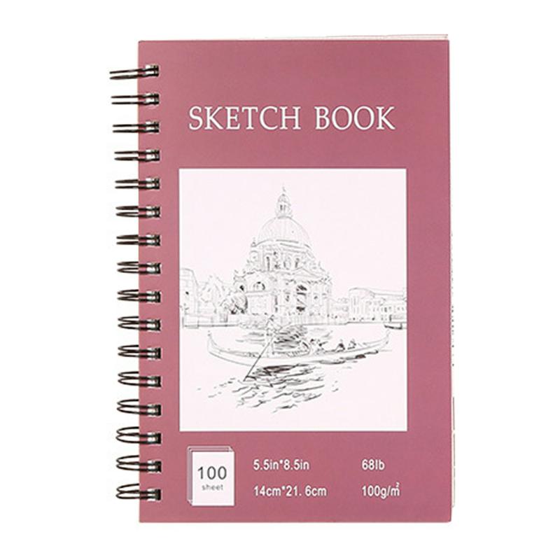 Art Students Coils Sketch Book Smudge-Proof High-Definition Sketch Notebook For Outdoors Red Wine,140216  |  Writing Material Writing Material 140*216