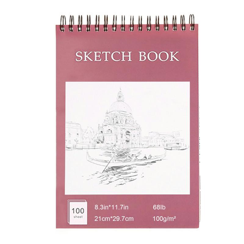 Art Students Coils Sketch Book Smudge-Proof High-Definition Sketch Notebook For Outdoors Red Wine,210297  |  Writing Material Writing Material 140*216