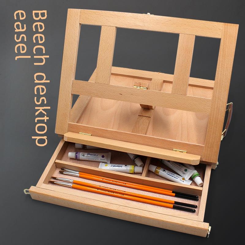 Beech Single-Layer Drawer-Type Portable Art Painting Box Wooden Sketch Desktop Easel Oil Easel Sketch Easel Easel Box Hbx-4 Beech Drawer Painting Box  |  Boards & Easels Boards & Easels Boards & Easels