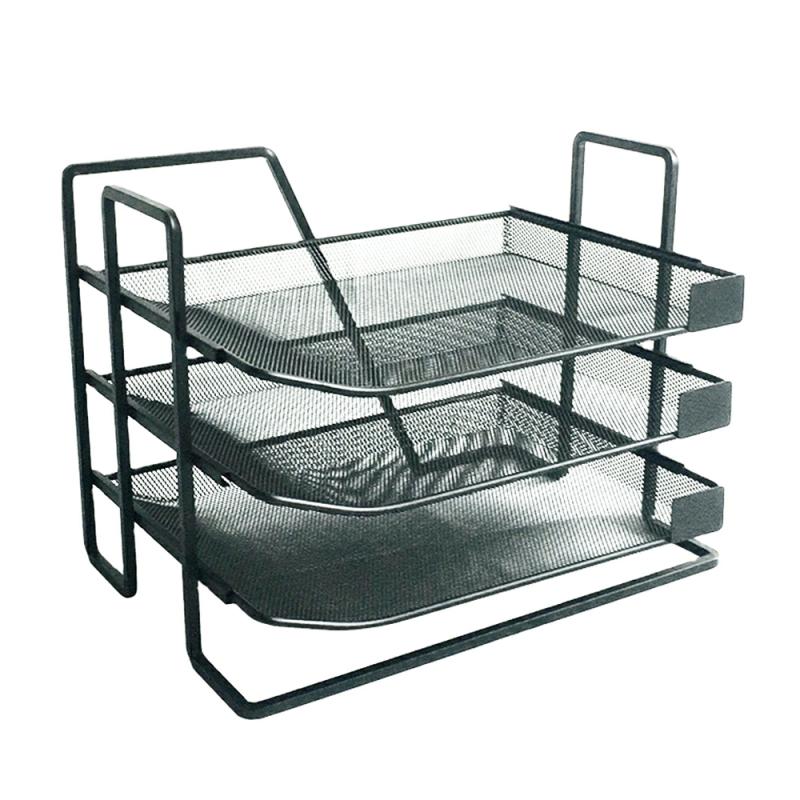 Black Mesh Paper Tray 3 Tier File Organizer For Efficient Desk Management  |  Files & Folders Files & Folders Files & Folders