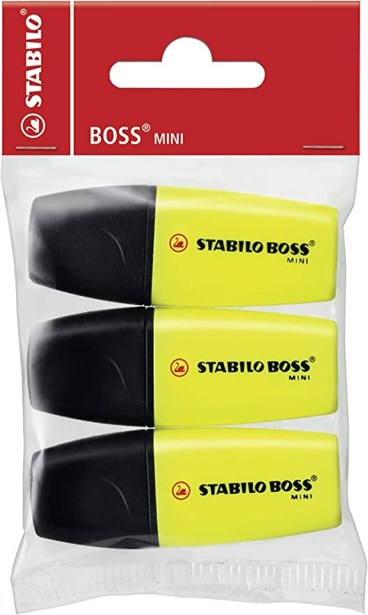 Boss Minipop Yellow 3 Pieces Highlighter  |  Writing Instruments Writing Instruments Writing Instruments