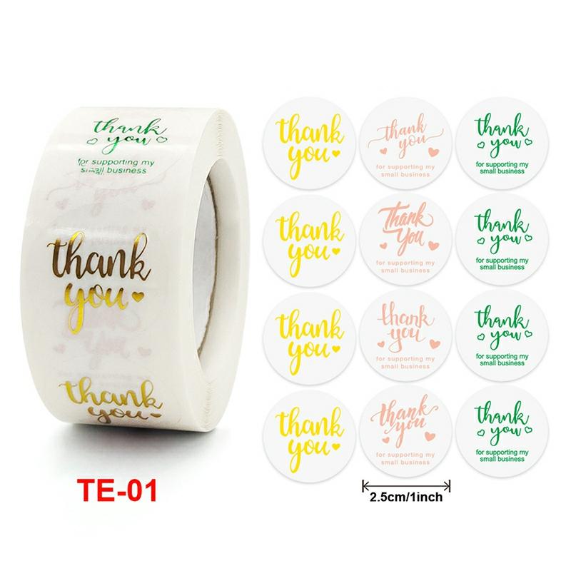 Bronzing Thank You Stickers Roll 500-Count Stickers Round Transparent For Wedding Birthday Party Holiday Celebration Te-01  |  General Supplies General Supplies General Supplies