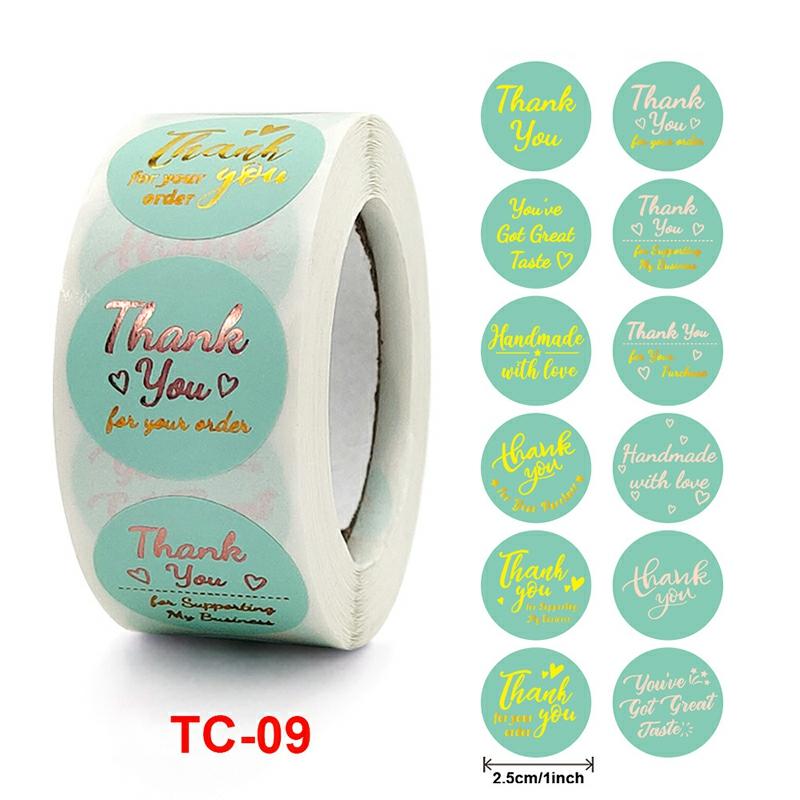 Bronzing Thank You Stickers Roll Colorful  500-Count Stickers Round For Wedding Birthday Party Favor Holiday Celebration Tc-09  |  Writing Material Writing Material TB-11