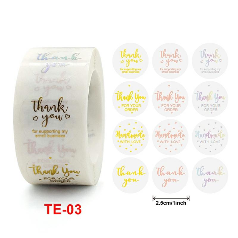 Bronzing Thank You Stickers Roll Colorful 500-Count Stickers Round For Wedding Birthday Party Holiday Celebration Te-03  |  General Supplies General Supplies General Supplies