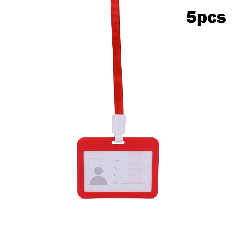 Card Protector Cards Holder Waterproof Badge Card Holder With Neck Lanyards For School Event Red  5Pcs  |  Desk Supplies Desk Supplies 10pcs