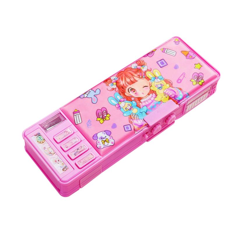 Cartoon Pen Box With Sharpener Password Lock Large Capacity Pencil Box For Kids Children A  |  Desk Supplies Desk Supplies A