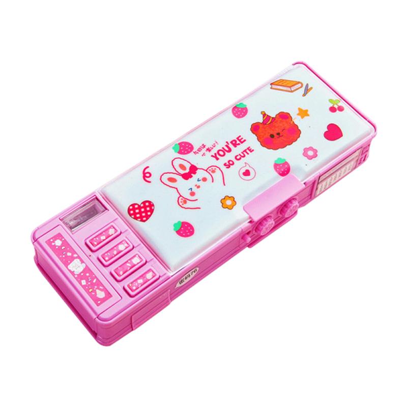 Cartoon Pen Box With Sharpener Password Lock Large Capacity Pencil Box For Kids Children C  |  Desk Supplies Desk Supplies A