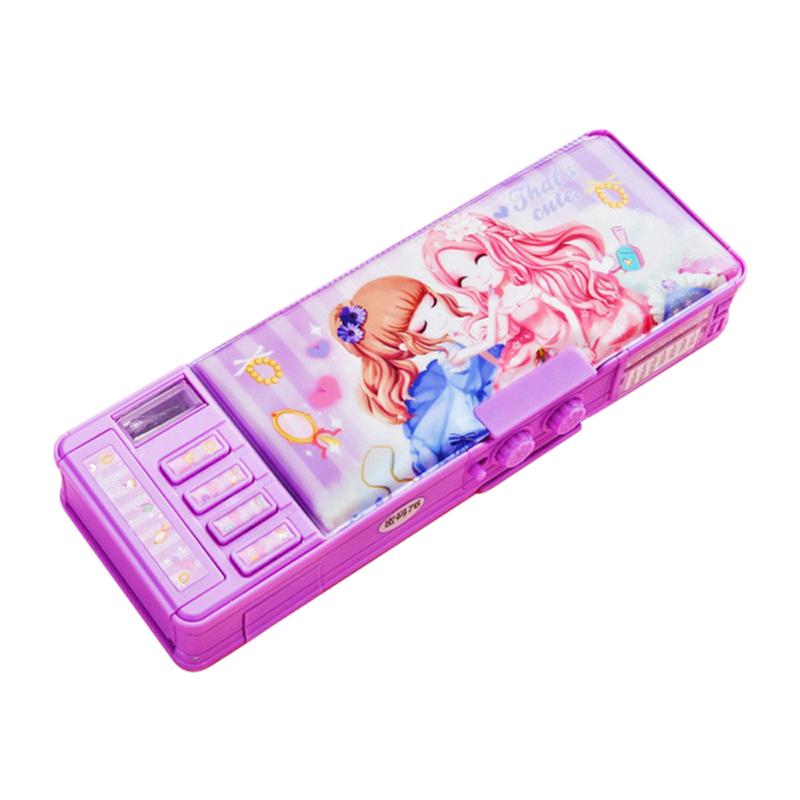 Cartoon Pen Box With Sharpener Password Lock Large Capacity Pencil Box For Kids Children D  |  Desk Supplies Desk Supplies A