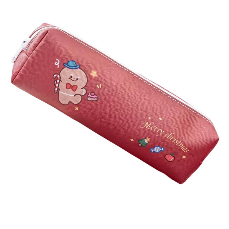 Christmas Cartoon Pencil Case Portable Large Capacity Pencil Bag Zipper Christmas Xmas Stationery Storage Bag 18.53.7  5.5Cm,Gingerbread Man  |  Desk Supplies Desk Supplies 18.5*3.7 * 5.5cm