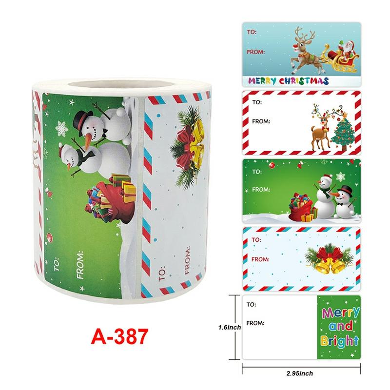 Christmas Elements Stickers Roll Colorful 500-Count Stickers Round Seals Stickers For Cards Gift Envelopes Box New  |  Writing Material Writing Material Writing Material