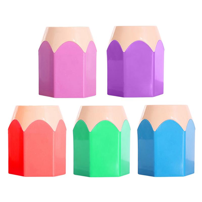 Colored Pencil Tips Shape Stationery Bucket Large Capacity Cosmetic Organiser Case For Girls Bedroom 5Pcs  |  Desk Supplies Desk Supplies Blue