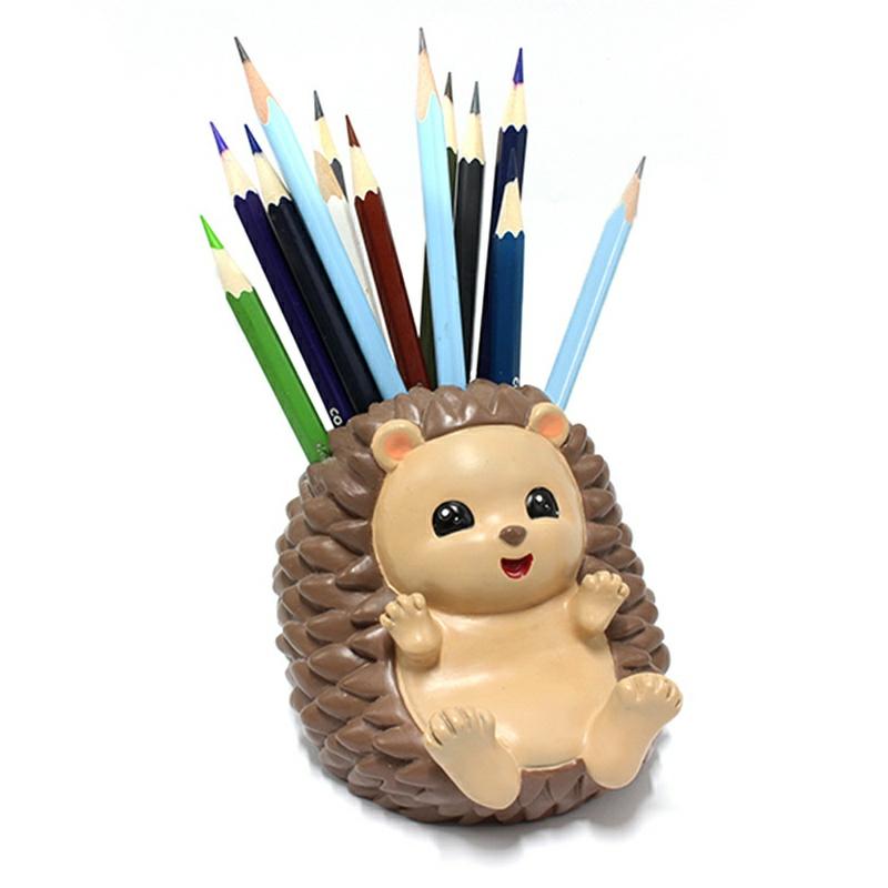 Creative Mobile Phone Holder Cute Cartoon Hedgehog Pen Holder Resin Desktop Ornament For Home Bedroom Office New  |  Desk Supplies Desk Supplies Desk Supplies