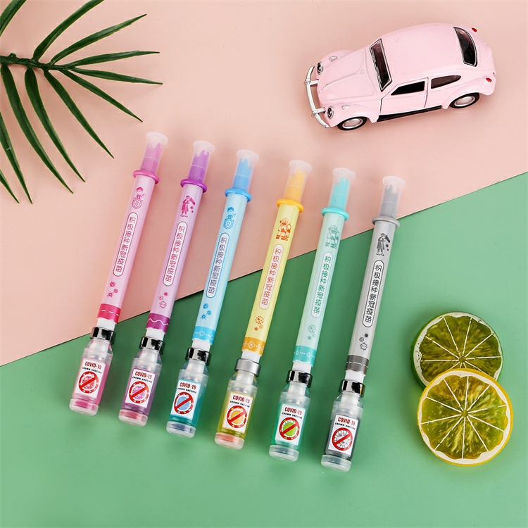 Custom New Model Kawaii Medical Injection Simulation Vaccine Syringe Shape Gel Ball Pens Picture Color  |  Writing Instruments Writing Instruments picture color