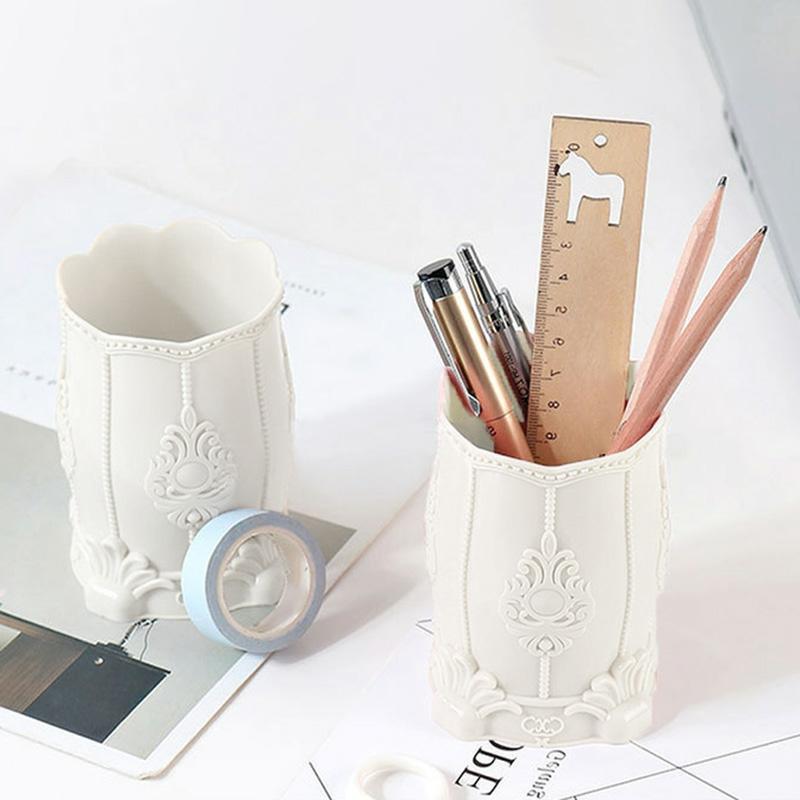 Cute Cartoon White Flower Shape Pen Holder Creatives Desktop Stationery Makeup Storage For Home School  |  Desk Supplies Desk Supplies Desk Supplies