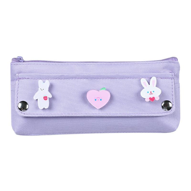 Cute High Elastic Oxford Cloth Colored Pencil Case Washable Student Stationery Box Purple  |  Desk Supplies Desk Supplies Desk Supplies