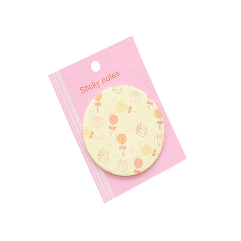 Cute Round Shape Adhesive Paper Note Stick Marker Memo School Office Stationery Supply (Pink)  |  Writing Material Writing Material Writing Material