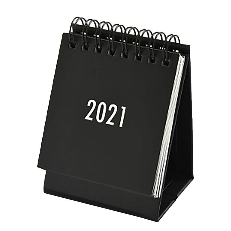 Desk Calendar 2021 Simple Solid Color Plan Book Calendars 2021 Decoration Flipped 360 Degrees Organizing Planning Black  |  Writing Material Writing Material Black