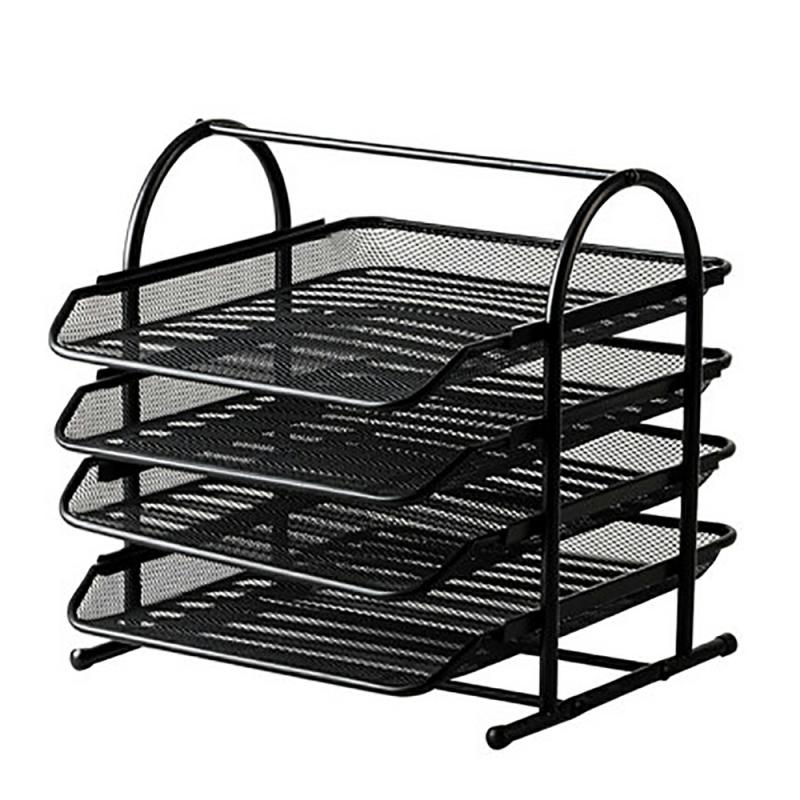 Desk Organizer 4-Tier Metal Mesh File Rack Magazine Sorter Rack Document Holder For Office Home School  |  Files & Folders Files & Folders Files & Folders