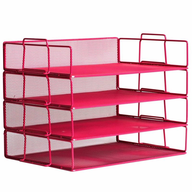 Desktop Letter Tray File Organizer Sorter Desk Document Organizer Shelf Tray Magazine Holder 4 Tier Stackable Heavy Duty Metal  |  Files & Folders Files & Folders Files & Folders