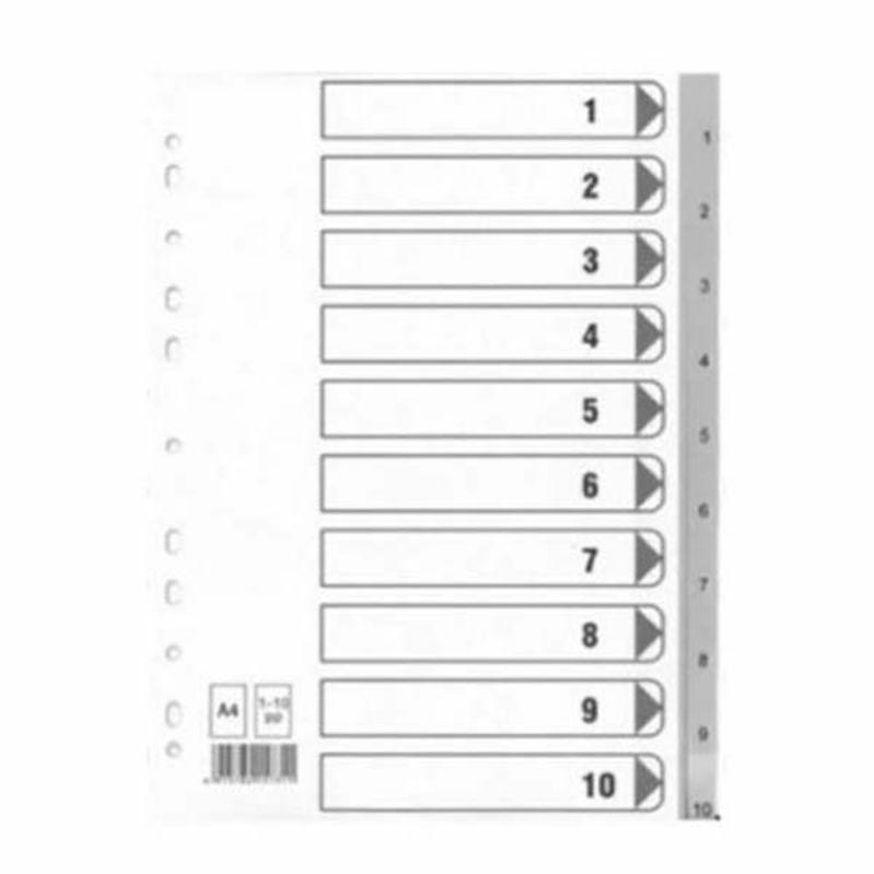 Divider 1-10 Grey Pvc Ms110  |  Files & Folders Files & Folders Files & Folders