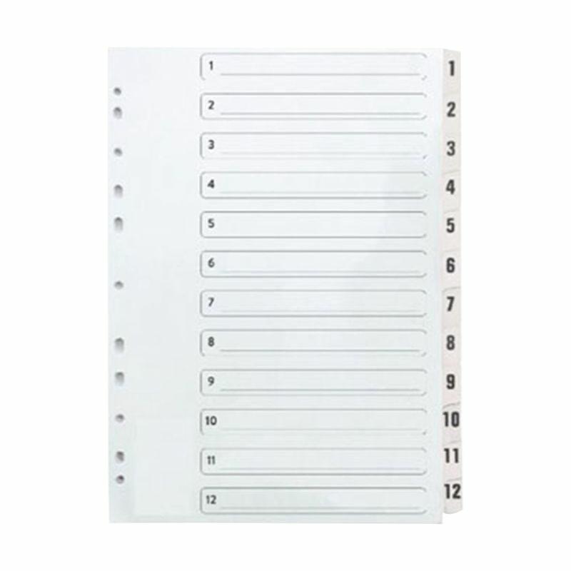 Divider 1-12 Grey Pvc Ms112  |  Files & Folders Files & Folders Files & Folders