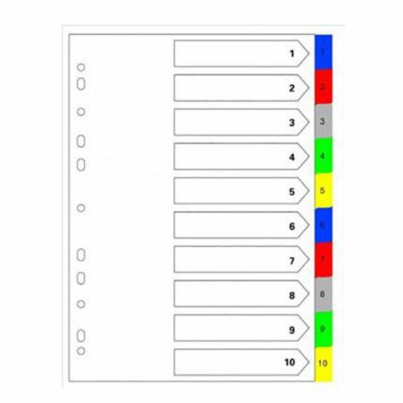 Divider 10 Color Pvc  With Number Ms210  |  Files & Folders Files & Folders Files & Folders