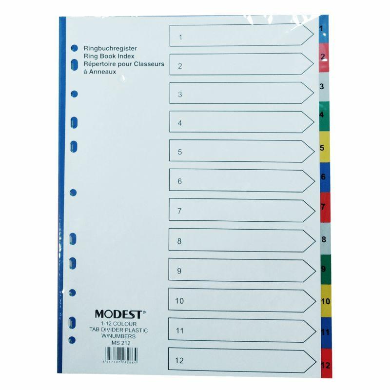 Divider 12 Color Pvc With Number Ms212  |  Files & Folders Files & Folders Files & Folders