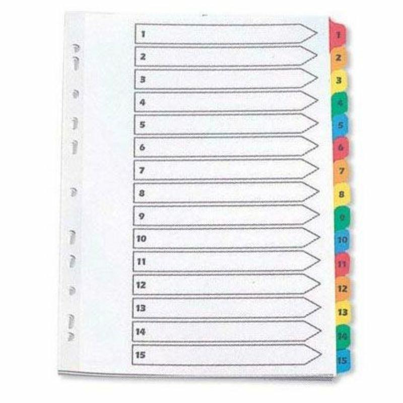 Divider 15 Color Pvc With Number Ms405  |  Files & Folders Files & Folders Files & Folders