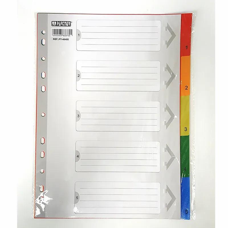 Divider Plastic Colored A4 5 Tabs  |  Files & Folders Files & Folders Files & Folders