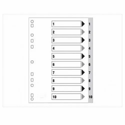 Divider Plastic Pvc Grey A4 With Numbers 1-10  |  Files & Folders Files & Folders Files & Folders