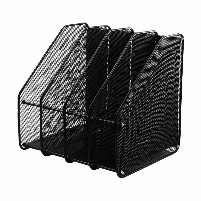 Durable Black File Rack Four Column File Frame Metal Data Rack File Basket Four Link Desktop Office Stationery  |  Files & Folders Files & Folders Files & Folders