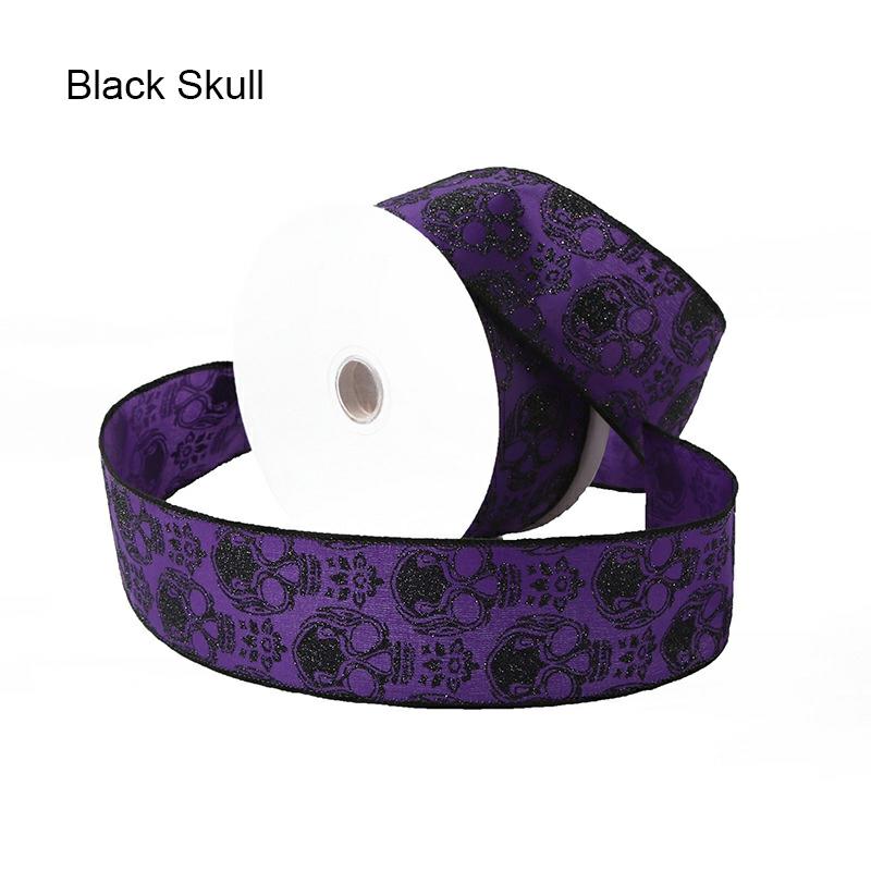 Durable Halloween Elements Printed Ribbon Single Side Diy Gift Packaging Tools Black Skull  |  Art & Crafts Art & Crafts Art & Crafts