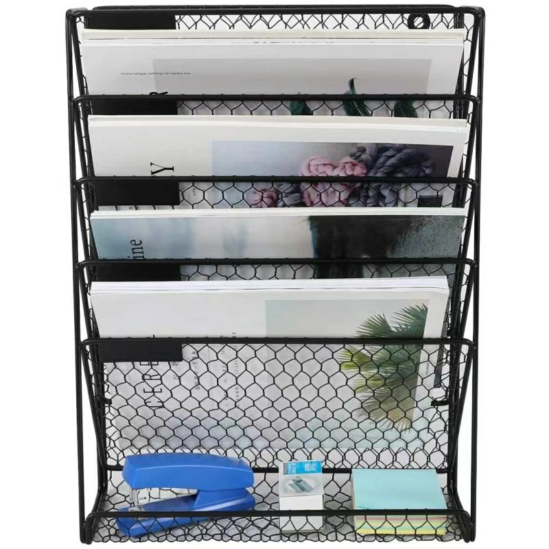 Easypag Hanging  Metal Chicken Wire Wall Mount Magazine Rack, 6 Tier Blackhanging File Holder Organizer  |  Files & Folders Files & Folders Files & Folders