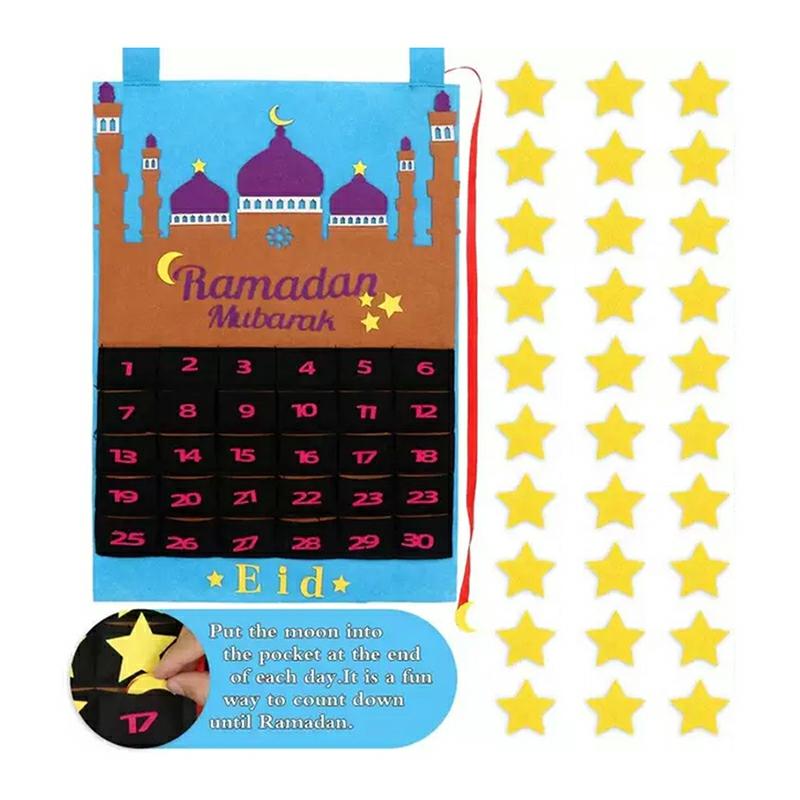 Eid Calendar Countdown Calendar Eid Calender Activities For Kids With 30 Reusable Stars Room Home Decor New  |  Writing Material Writing Material Writing Material