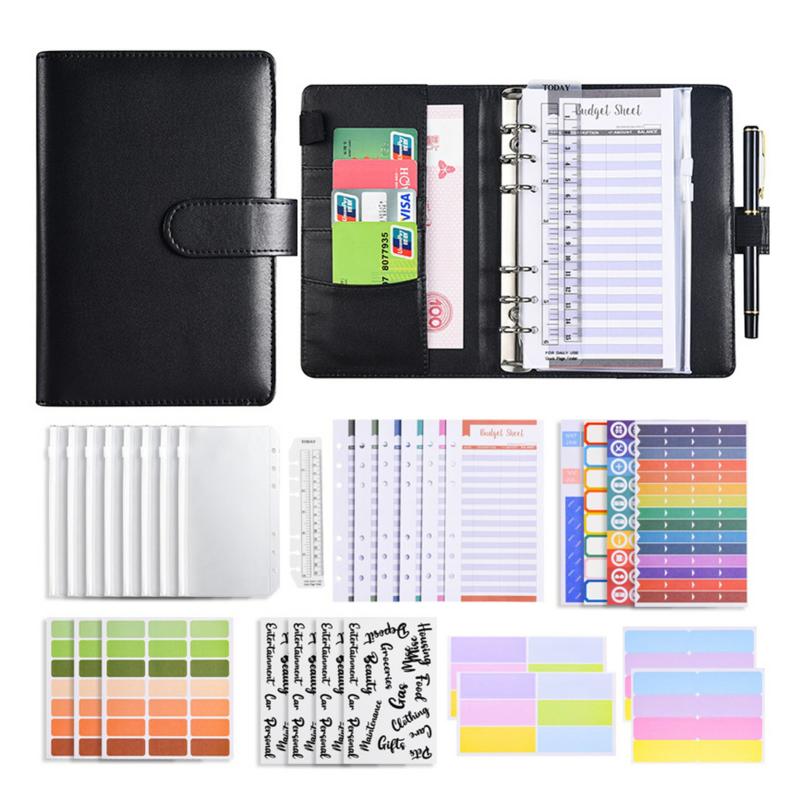 Envelope Challenges Notebook Portable Loose-Leaf Budgets Planner Book Multipurpose Handwriting Handbook Black  |  Writing Material Writing Material Black