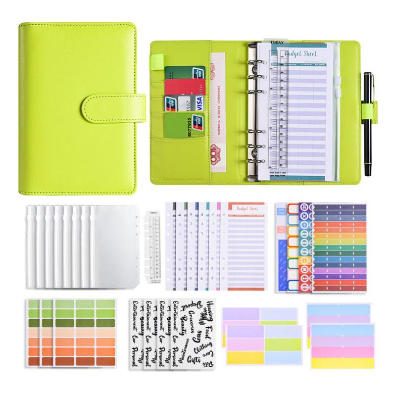 Envelope Challenges Notebook Portable Loose-Leaf Budgets Planner Book Multipurpose Handwriting Handbook Green  |  Writing Material Writing Material Black