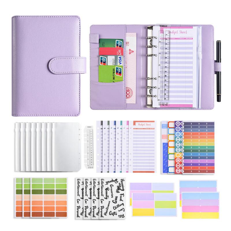 Envelope Challenges Notebook Portable Loose-Leaf Budgets Planner Book Multipurpose Handwriting Handbook Purple  |  Writing Material Writing Material Black