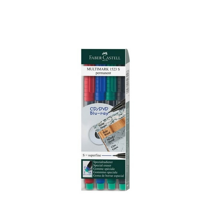 Faber Castell Multimark 1523 S Cd Marker (0.4Mm) Pkt/4 Assorted  |  Writing Instruments Writing Instruments Writing Instruments