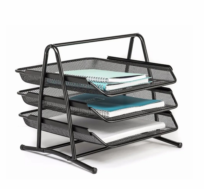 Factory Outlet Office Black Desk Organizer Metal Mesh 3 Tier Document File Tray Desktop  |  Files & Folders Files & Folders Files & Folders