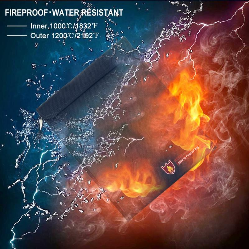 Fireproof Document Bag Waterproof Fire Resistant Pouch For Files Money Documents New  |  Files & Folders Files & Folders Files & Folders