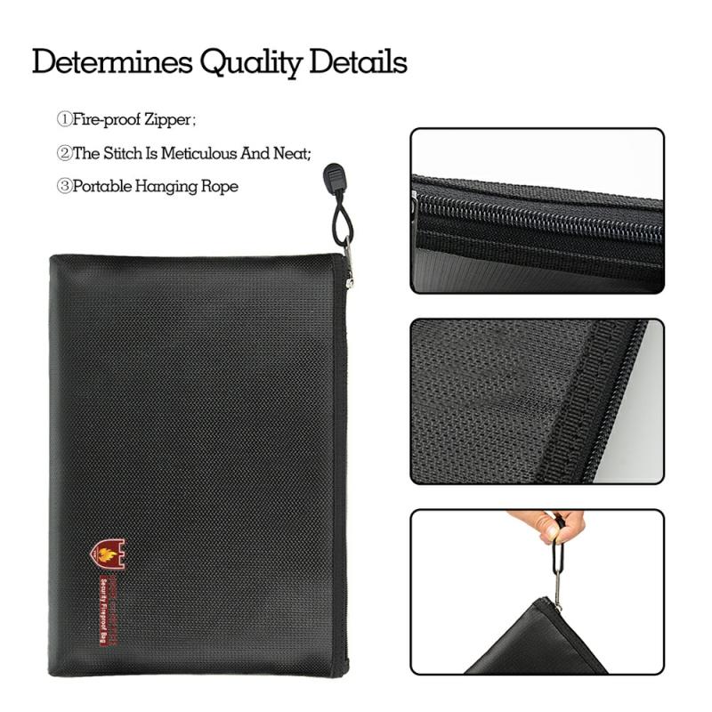 Fireproof Phone Bag Waterproof Safty Money Holder With Zipper For Documents  |  Desk Supplies Desk Supplies Desk Supplies