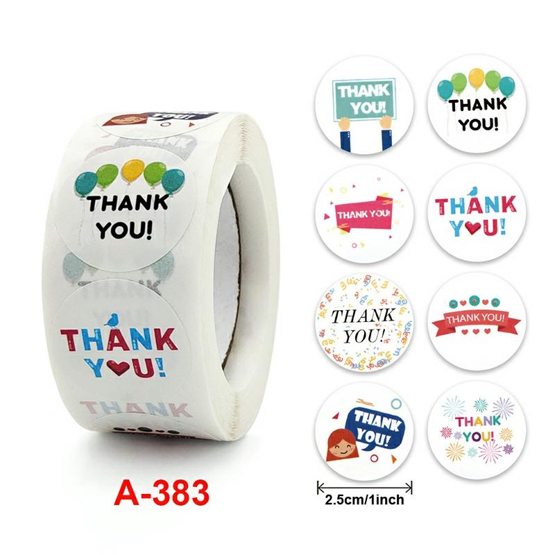 Floral Thank You Stickers Roll 500-Count Stickers Round For Wedding Birthday Party Favors Holiday Celebration Decor A-383  |  Writing Material Writing Material A-383