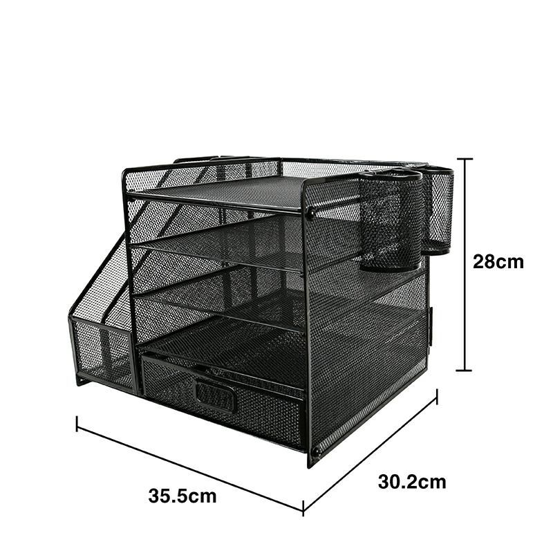 Foldable 5 Tiers Mesh Desktop Organizer Pen Holder Paper Letter Tray Organizer Black  |  Files & Folders Files & Folders Black