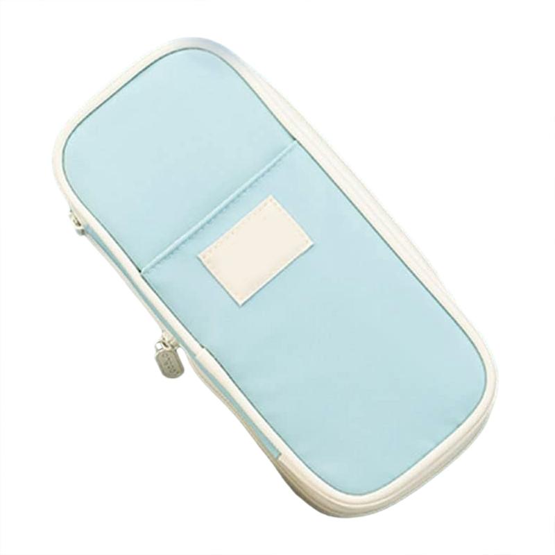 Foldable Color Matching Canvass Pencil Case Durable Pen Case Pouch Storage Bag For Office Student Light Blue  |  Desk Supplies Desk Supplies Black