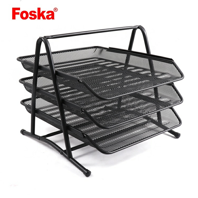 Foska Office Desktop Mesh Organizer Black File Sorter Tray With Handle For Storing Literature Magazines Documents Books Files  |  Files & Folders Files & Folders Files & Folders