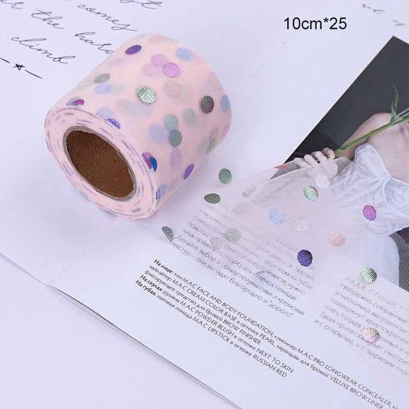 Glitter Tulle Roll 6/10Cm Mesh Ribbon Spool Roll With Sparkling Dots 25 Yards Long For Gift Packing Diy Craft Apricot,10Cm25  |  Art & Crafts Art & Crafts 10cm*25