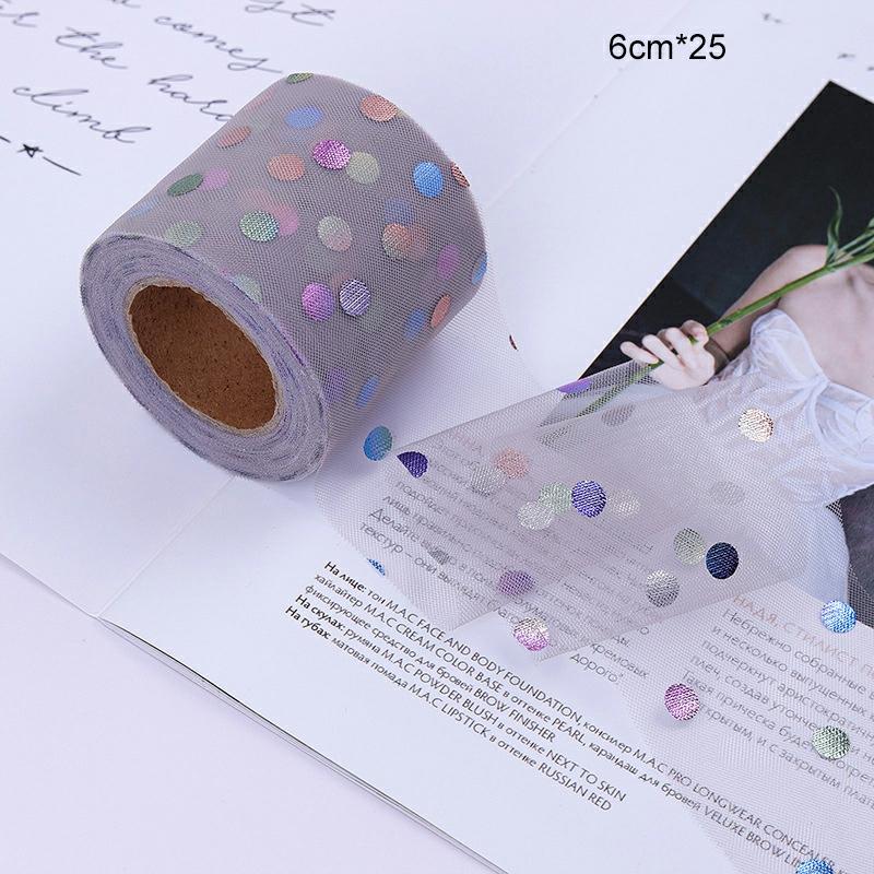 Glitter Tulle Roll 6/10Cm Mesh Ribbon Spool Roll With Sparkling Dots 25 Yards Long For Gift Packing Diy Craft Gray,6Cm25  |  Art & Crafts Art & Crafts 6cm*25