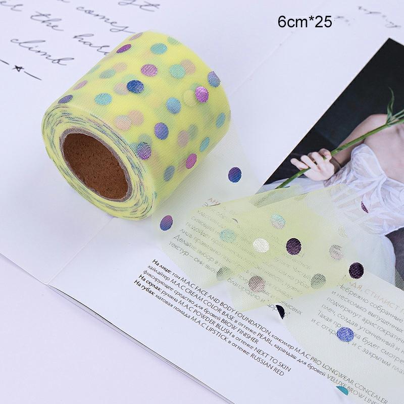 Glitter Tulle Roll 6/10Cm Mesh Ribbon Spool Roll With Sparkling Dots 25 Yards Long For Gift Packing Diy Craft Pale Yellow,6Cm25  |  Art & Crafts Art & Crafts 6cm*25